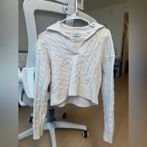 Aritzia Sunday Best Cable Knit Poli Sweater in Cream